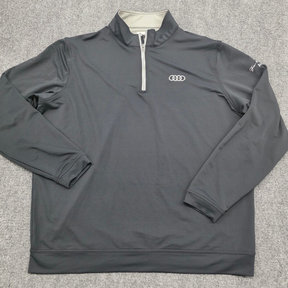 Peter Millar Audi Quarter Zip Pullover Mens XL Black Performance Golf Sweater